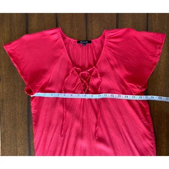 Madewell Small Red Tie/Lace Up Casual Mini Dress - Picture 10 of 10